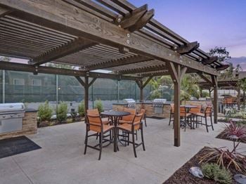 Outdoor bbq and kitchen with dining area
